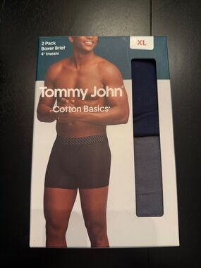 Tommy John Cotton Basics Boxer Brief 2-Pack XL 4” Inseam Blue Gray NIB